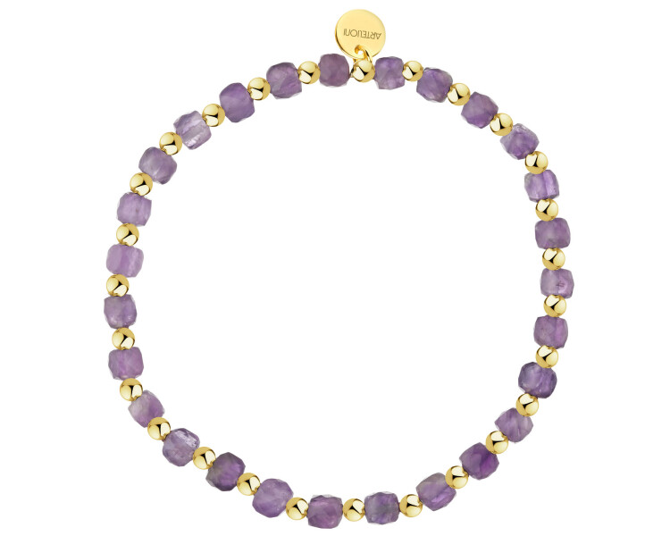 Gold-Plated Brass Bracelet with Amethyst