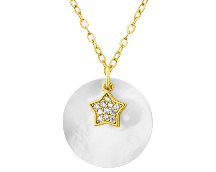 Gold-Plated Brass Necklace with Mother Of Pearl