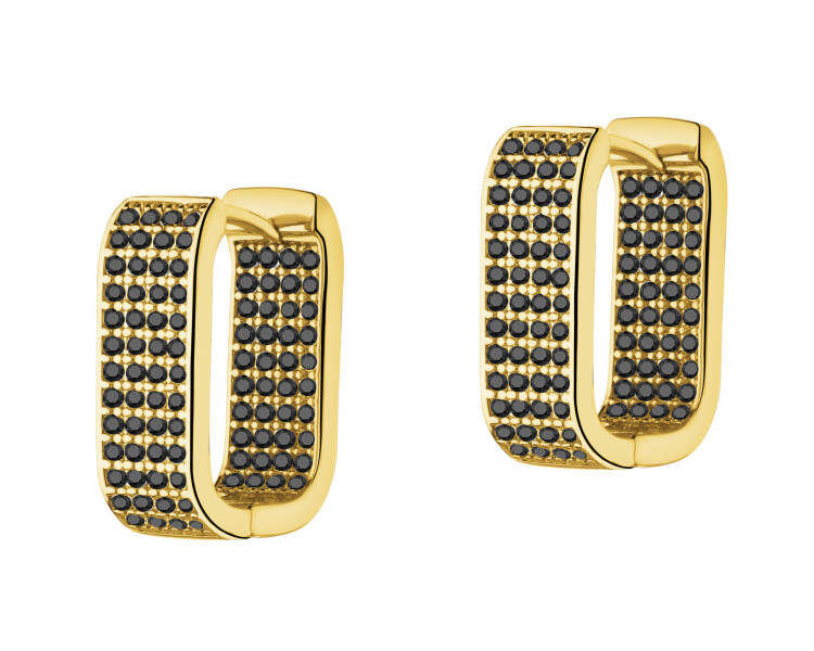 Gold-Plated Brass, Gold-Plated Silver Earrings with Cubic Zirconia