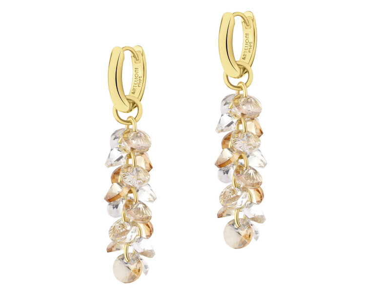 Gold-Plated Brass Earrings with Glass