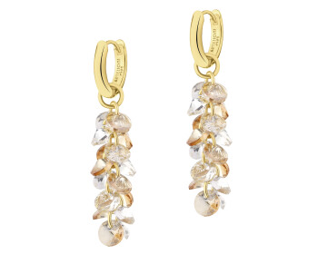 Gold-Plated Brass Earrings with Glass