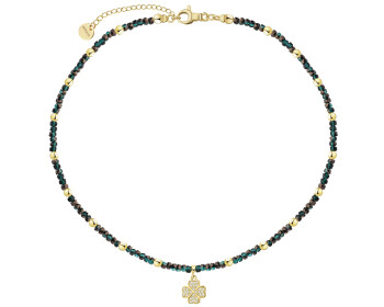 Gold-Plated Brass Necklace with Cubic Zirconia