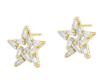 Gold-Plated Brass Earrings with Cubic Zirconia