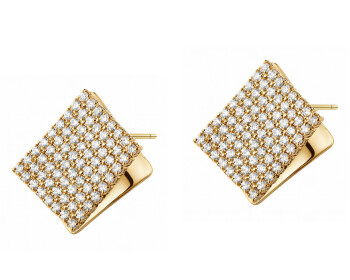 Gold-Plated Brass Earrings with Cubic Zirconia