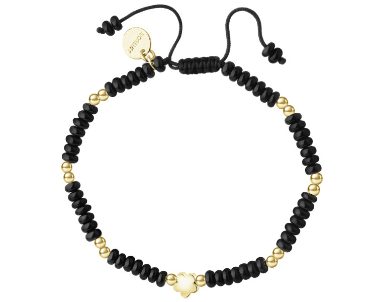 Rhodium-Plated Brass Bracelet with Agate