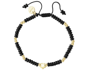 Rhodium-Plated Brass Bracelet with Agate