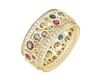 Gold-Plated Brass Ring with Cubic Zirconia