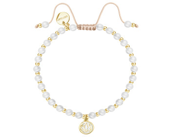 Gold-Plated Brass Bracelet with Synthetic Pearl