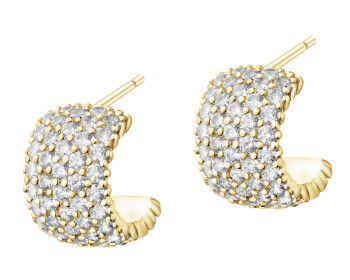 Gold-Plated Brass, Gold-Plated Silver Earrings with Cubic Zirconia