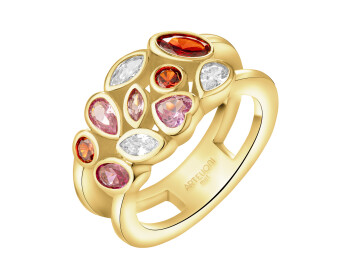 Gold-Plated Brass Ring with Cubic Zirconia