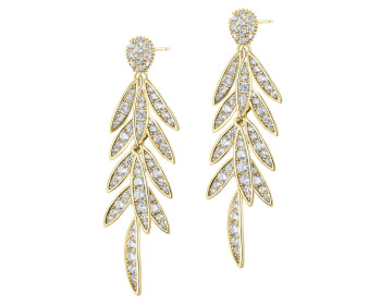 Gold-Plated Brass Dangling Earring with Cubic Zirconia