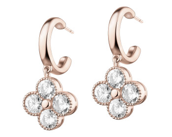 Gold-Plated Brass, Gold-Plated Silver Earrings with Cubic Zirconia