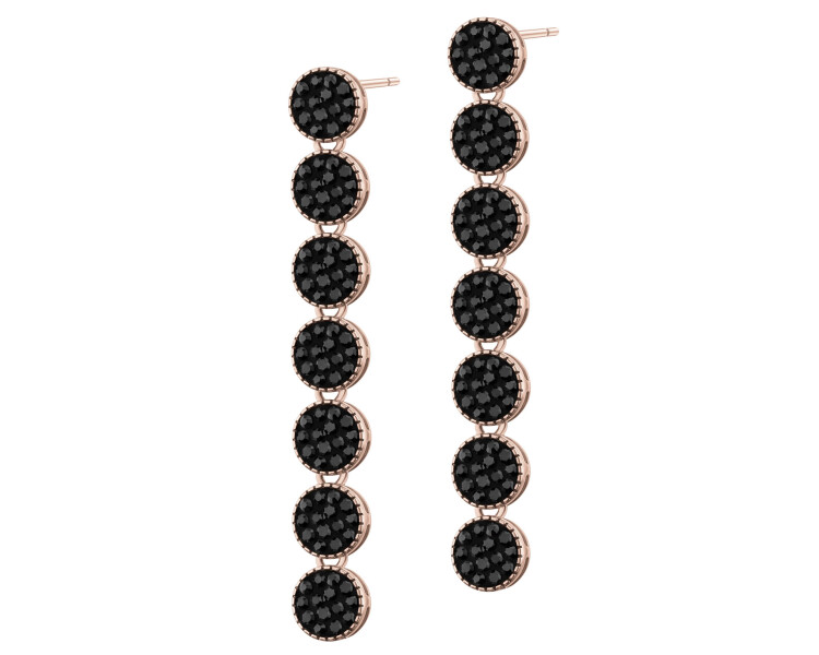 Gold-Plated Brass, Gold-Plated Silver Dangling Earring with Crystal