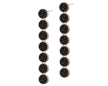 Gold-Plated Brass, Gold-Plated Silver Dangling Earring with Crystal