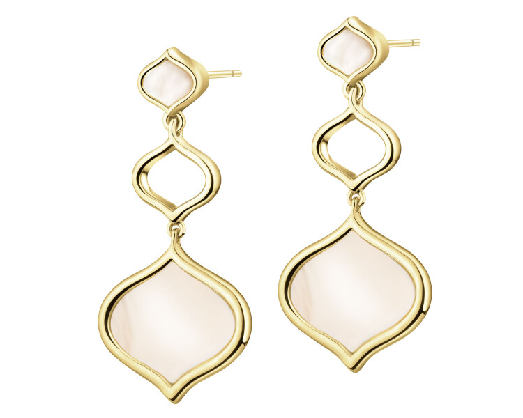 Gold-Plated Metal Dangling Earring with Mother Of Pearl