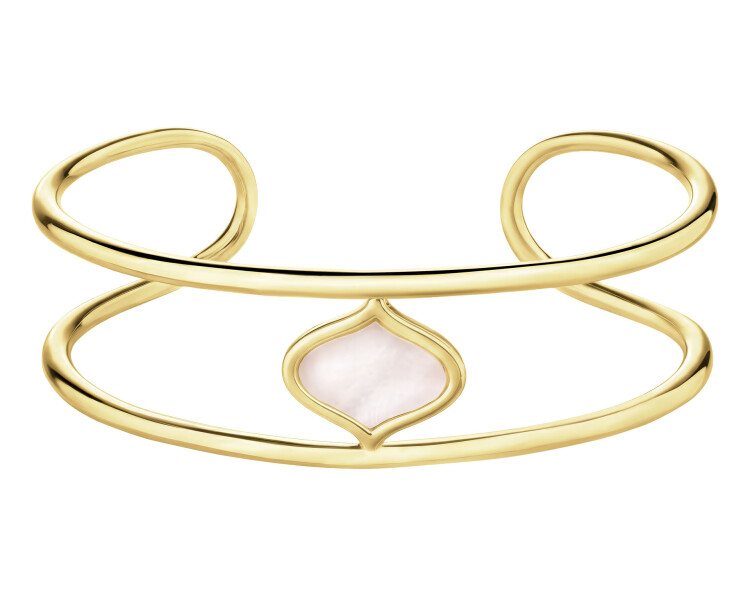 Gold-Plated Brass Rigid Bracelet with Mother Of Pearl