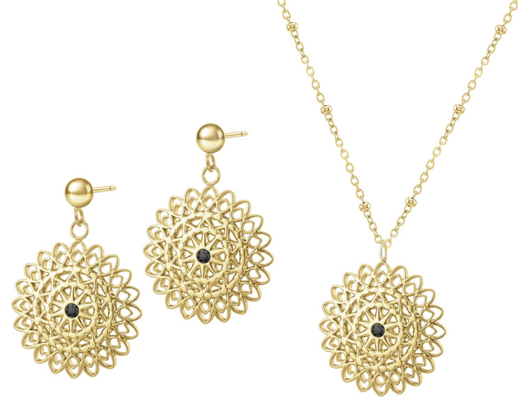 Stainless Steel Set with Cubic Zirconia