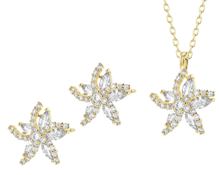 Gold-Plated Brass Set with Cubic Zirconia
