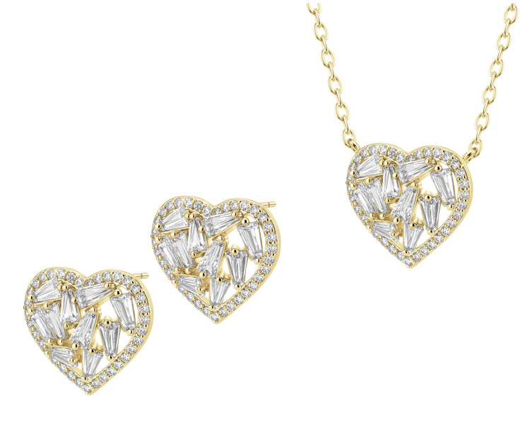 Gold-Plated Brass Set with Cubic Zirconia