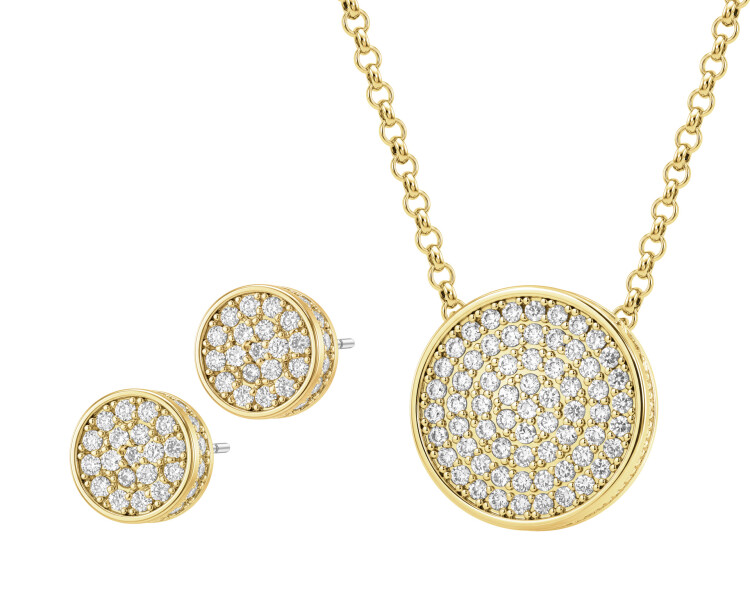 Gold-Plated Brass Set with Cubic Zirconia