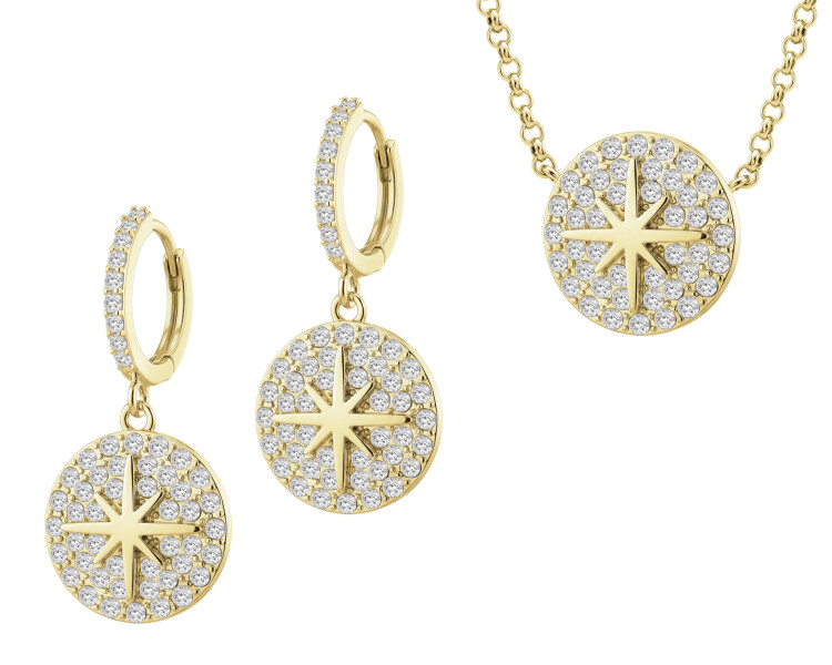 Gold-Plated Brass Set with Cubic Zirconia