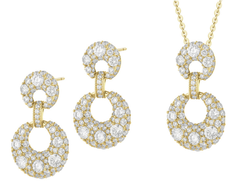 Gold-Plated Brass Set with Cubic Zirconia