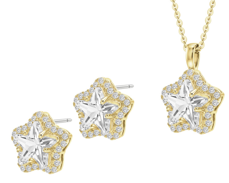 Gold-Plated Brass Set with Cubic Zirconia