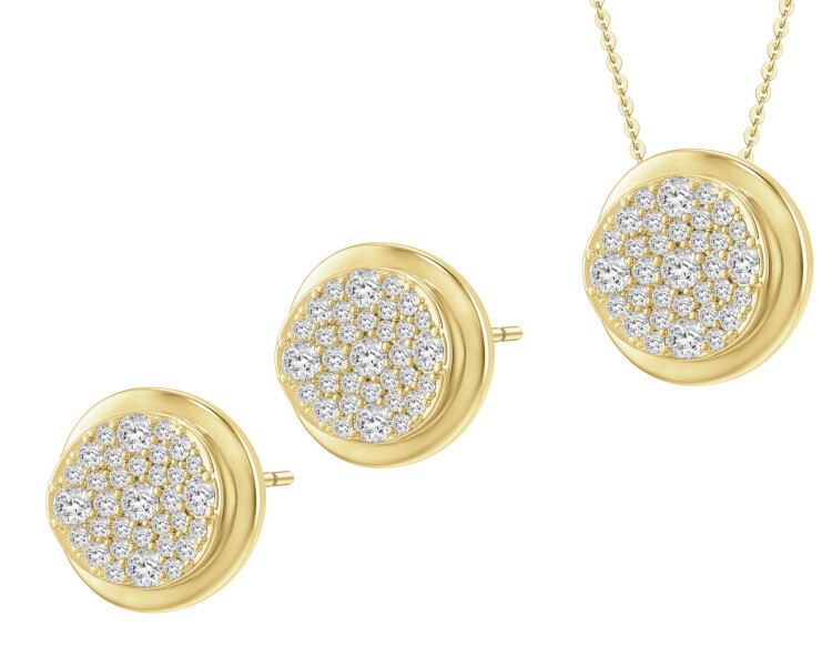 Gold-Plated Brass Set with Cubic Zirconia