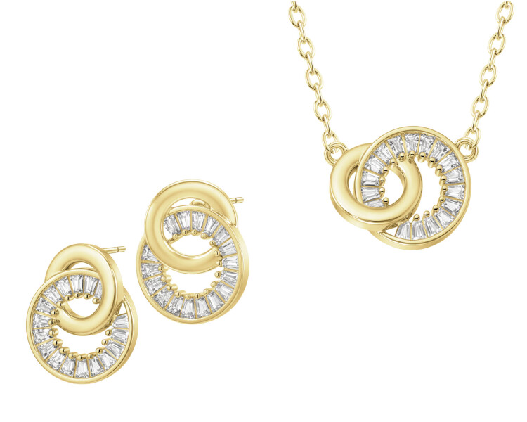 Gold-Plated Brass Set with Cubic Zirconia