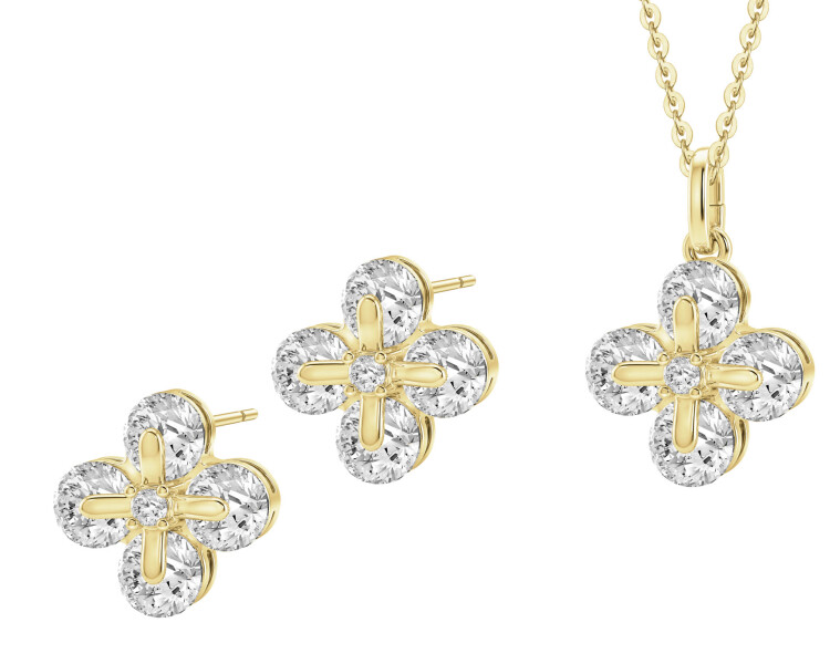 Gold-Plated Brass Set with Cubic Zirconia