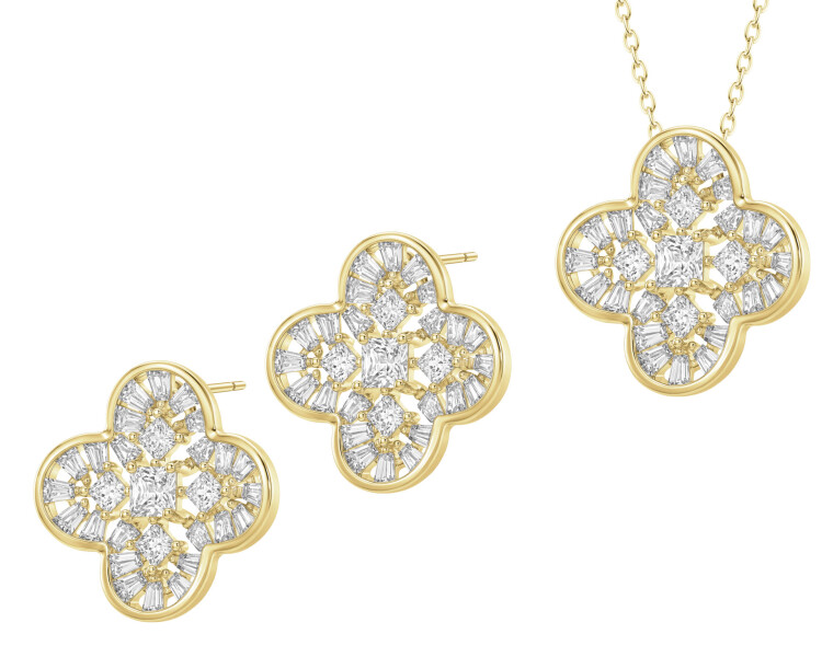 Gold-Plated Brass Set with Cubic Zirconia